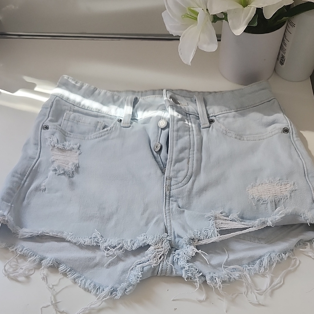 Old Navy Light Blue Frayed Jean Shorts